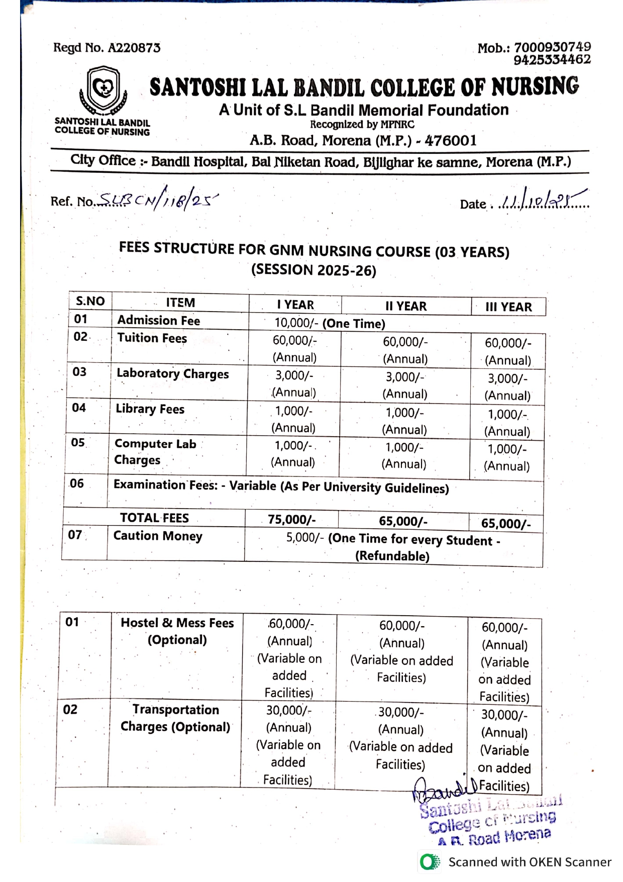 GNM Fee Structure